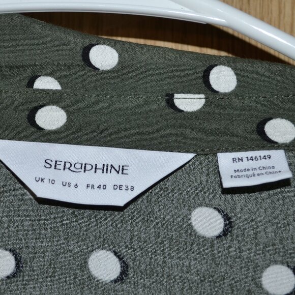 Seraphine Bless Green Polka Dot Maternity & Nursing Shirt Dress Wrap Dress - Picture 3 of 16